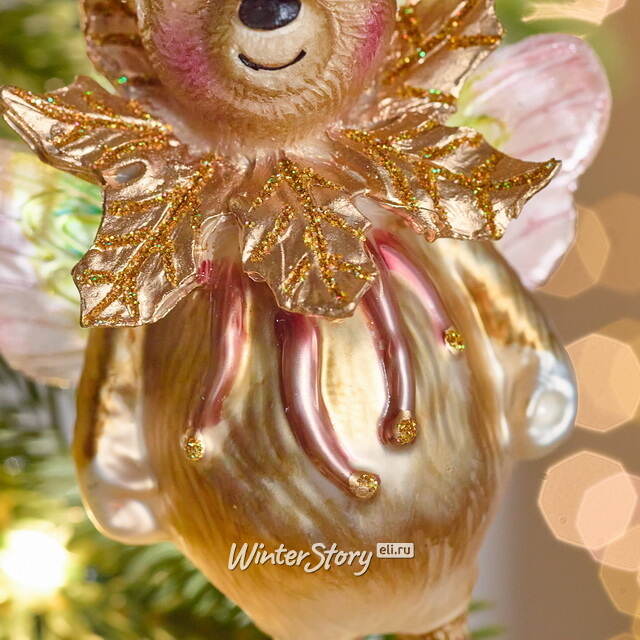 Елочная игрушка Медведица - Фея с крылышками 14 см в подарочной коробке, стекло Winter Deco