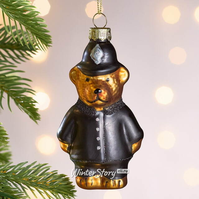 Елочная игрушка Медведь в костюме Сыщика 10 см, стекло Winter Deco