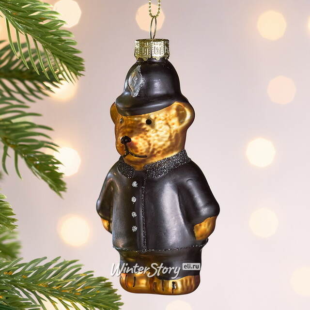 Елочная игрушка Медведь в костюме Сыщика 10 см, стекло Winter Deco