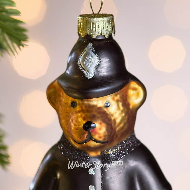 Елочная игрушка Медведь в костюме Сыщика 10 см, стекло Winter Deco