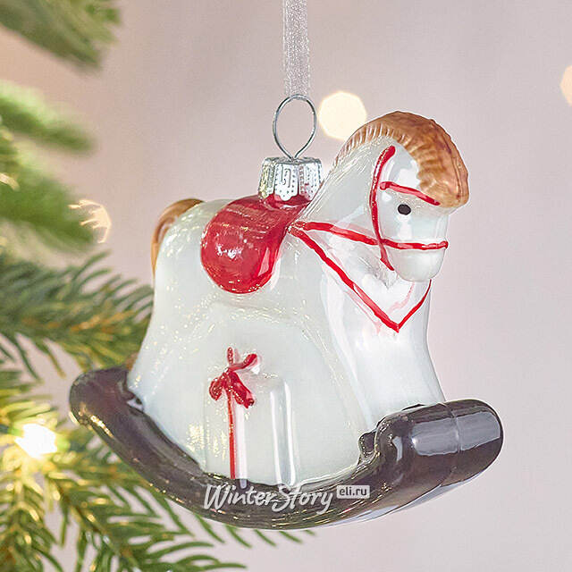 Елочная игрушка Лошадка-Качалка с подарком 10 см, стекло Winter Deco