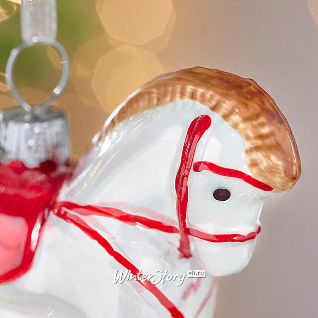 Елочная игрушка Лошадка-Качалка с подарком 10 см, стекло Winter Deco