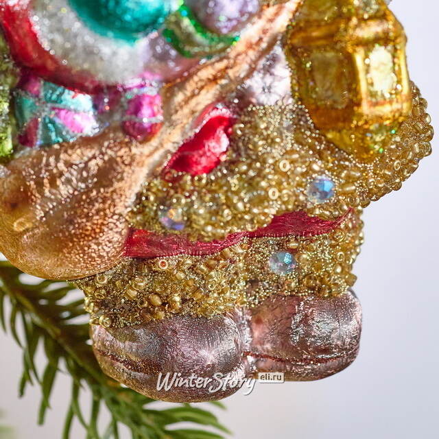 Елочная игрушка Мишка Байли с фонариком 14 см в подарочной коробке, стекло Winter Deco