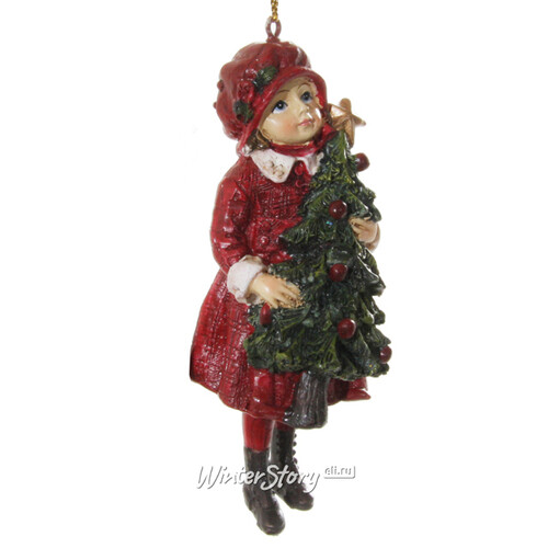 Елочная игрушка Девочка Софи в красном пальто 11 см, подвеска ShiShi
