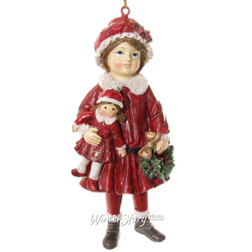 Елочная игрушка Девочка Софи с куклой 11 см, подвеска ShiShi