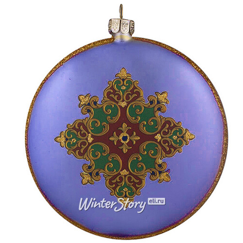 Елочное украшение Медальон Образ Божией Матери 10 см синий ободок стекло, подвеска Holiday Classics