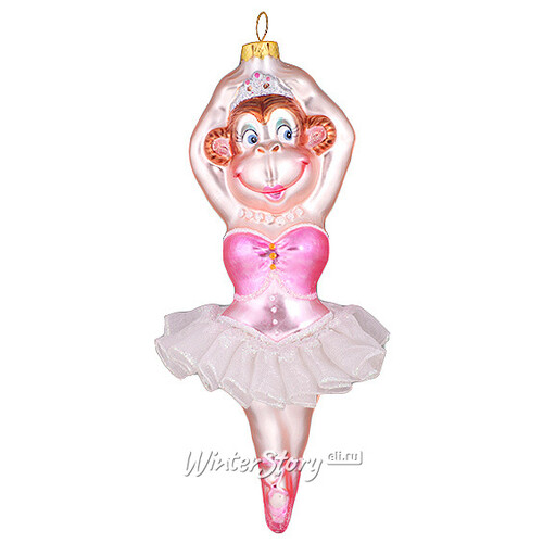 Елочная игрушка Обезьянка-Балерина в Розовом Платье 17*8*7 см, стекло, подвеска Holiday Classics