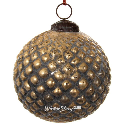 Винтажный елочный шар Золото Цейлона 10 см, стекло ShiShi