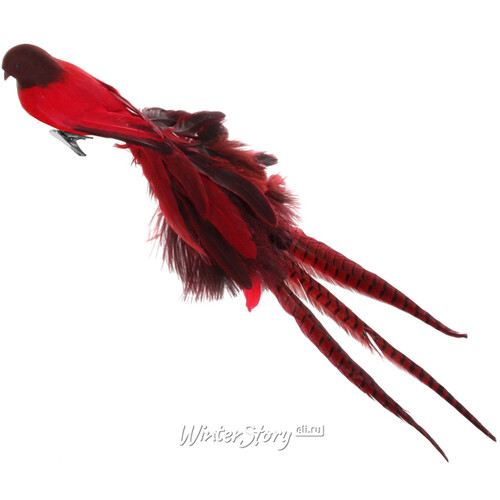 Декоративное украшение Птица Кармин 70 см, клипса ShiShi