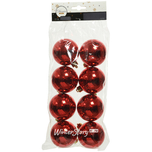 Набор пластиковых шаров Красный 6 см, 8 шт Kaemingk
