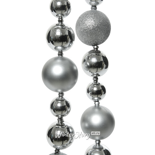 Гирлянда - бусы из шаров Новогодний Блеск 128*5 см серебряные Kaemingk
