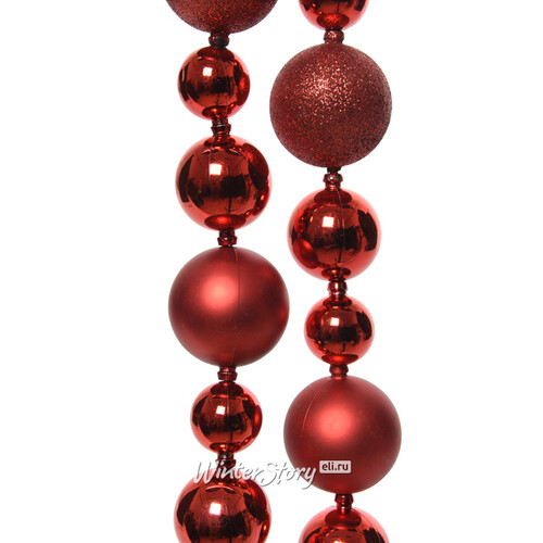 Гирлянда - бусы из шаров Новогодний Блеск 128*5 см красные Kaemingk