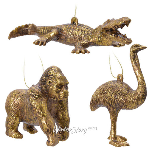 Елочная игрушка Golden Jungle: Крокодил 16 см, подвеска Kaemingk