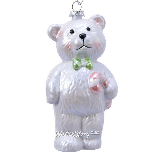 Елочная игрушка Белый Мишка Уолли 12 см, пластик, подвеска Kaemingk