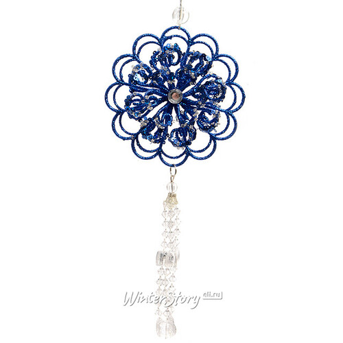 Елочная игрушка Зимние Узоры синий цветок 10*23 см Kaemingk