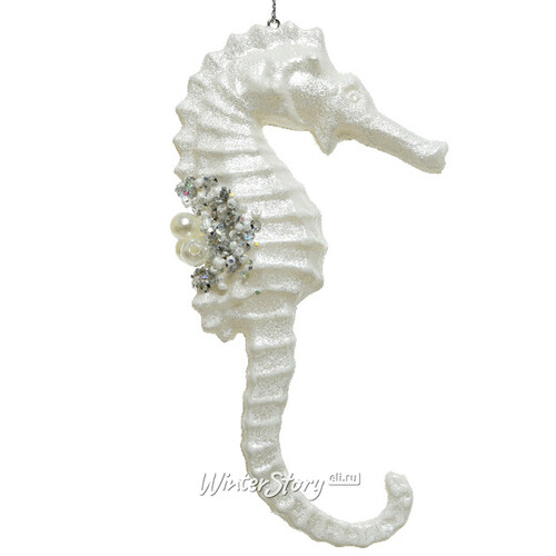 Елочная игрушка Морские Грезы - Конек 15 см белый, подвеска Kaemingk
