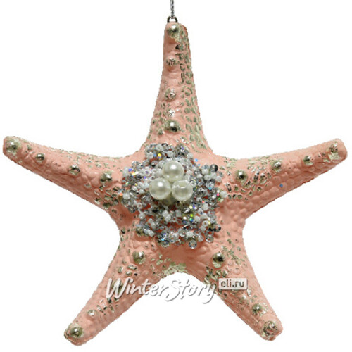 Елочная игрушка Морские Грезы - Звезда 13 см розовая, подвеска Kaemingk