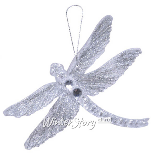 Елочная игрушка Арктическая Стрекоза Эстефани 13 см серебряная, подвеска Kaemingk