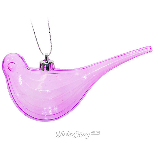 Елочная игрушка Птичка 12 см прозрачно-фиолетовая, подвеска Kaemingk