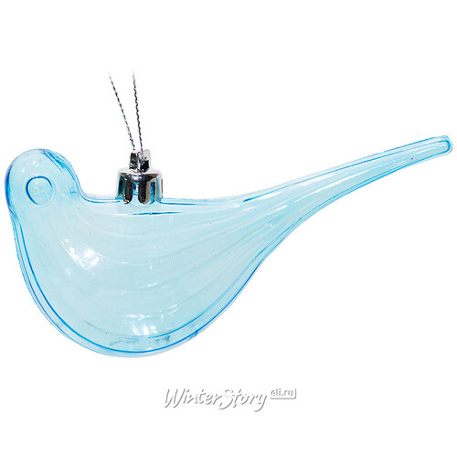 Елочная игрушка Птичка 12 см прозрачно-голубая, подвеска Kaemingk
