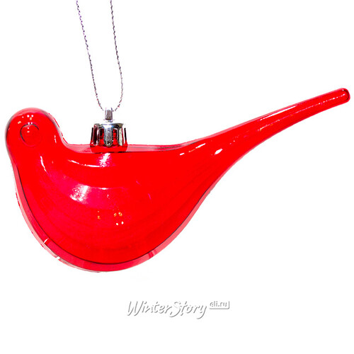 Елочная игрушка Птичка 12 см прозрачно-красная, подвеска Kaemingk