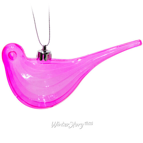 Елочная игрушка Птичка 12 см прозрачно-розовая, подвеска Kaemingk