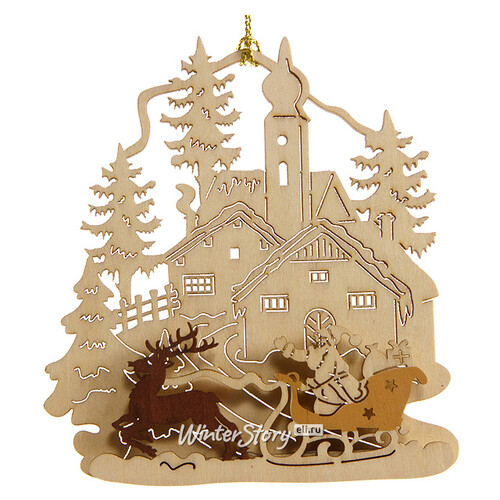 Деревянная елочная игрушка Рождественские Истории-3 9*10 см Sigro