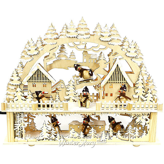 Светильник-горка с мостом Зимние Забавы 42*34 см, батарейка/адаптер Sigro