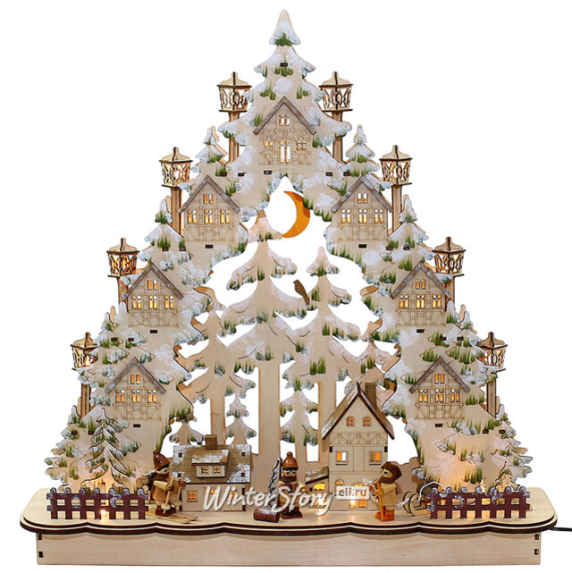 Светильник горка Праздничный Мон-Тремблан 49*48 см, батарейки/адаптер Sigro