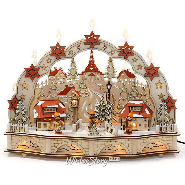 Рождественская горка Сочельник 45*35 см, батарейка/адаптер Sigro