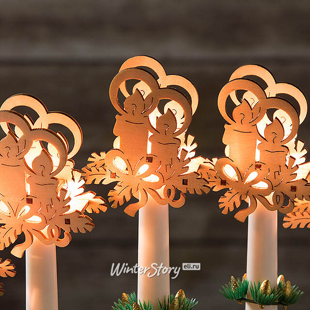 Украшение для рождественской горки Свечи 8 см 6 шт, дерево Sigro