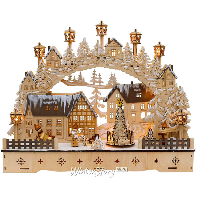 Рождественская горка Снежный Городок 45*35 см с движением, батарейка/адаптер, уцененный Sigro