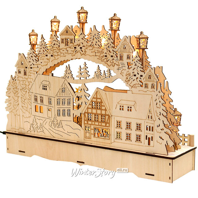 Рождественская горка Снежный Городок 45*35 см с движением, батарейка/адаптер, уцененный Sigro