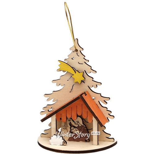 Деревянная елочная игрушка Рождество 11 см, подвеска Sigro