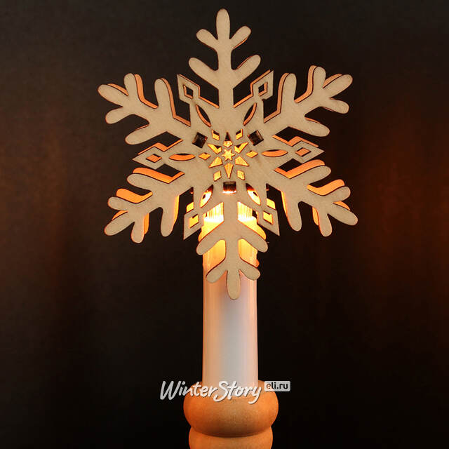 Украшение для рождественской горки Снежинки 8 см 6 шт, дерево Sigro