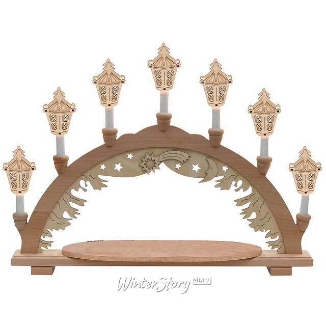 Украшение для рождественской горки Фонарик 8 см, 6 шт, дерево Sigro