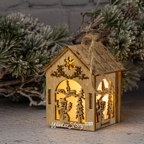 Светящаяся елочная игрушка Уютный Домик - Радостный Снеговушка 9 см, подвеска Sigro