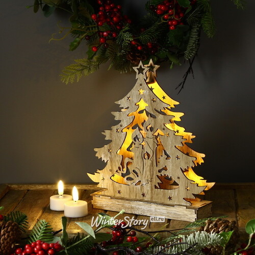 Новогодний светильник Ёлочка - Свет горящих свечей 24*22 см, батарейки Sigro