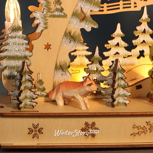 Рождественская горка Альпийские Приключения 34*30 см, таймер, семисвечник, батарейка/адаптер Sigro