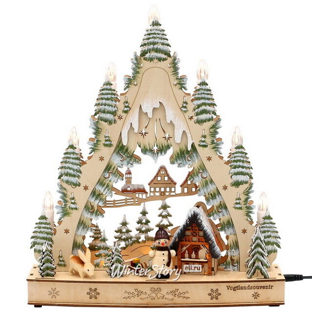 Рождественская горка Альпийская Потеха 34*30 см, таймер, семисвечник, батарейка/адаптер Sigro