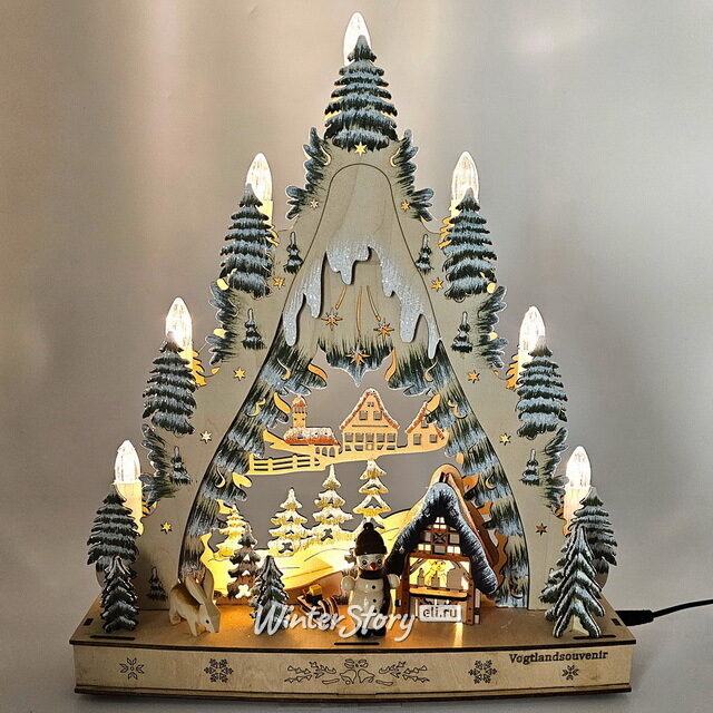 Рождественская горка Альпийская Потеха 34*30 см, таймер, семисвечник, батарейка/адаптер Sigro