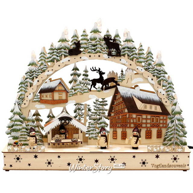 Рождественская горка Уютный День в Силезии 50*40 см, таймер, батарейка/адаптер Sigro