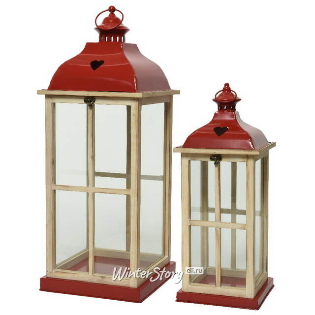 Набор деревянных подсвечников-фонарей Brighton 50-66 см, 2 шт Kaemingk