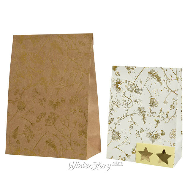 Подарочные пакеты Ботаника 28-21 см, 2 шт Kaemingk