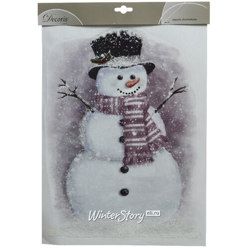 Новогодний стикер Рождественский Снеговик 40*30 см Kaemingk