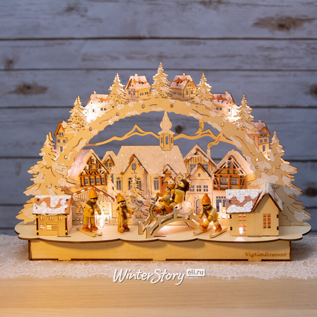 Светильник-горка Заснеженный Город 44*28 см, батарейка/адаптер Sigro