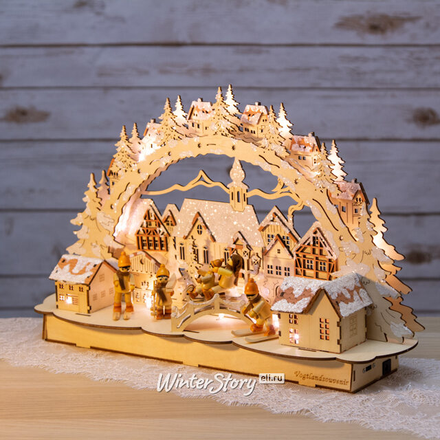 Светильник-горка Заснеженный Город 44*28 см, батарейка/адаптер Sigro