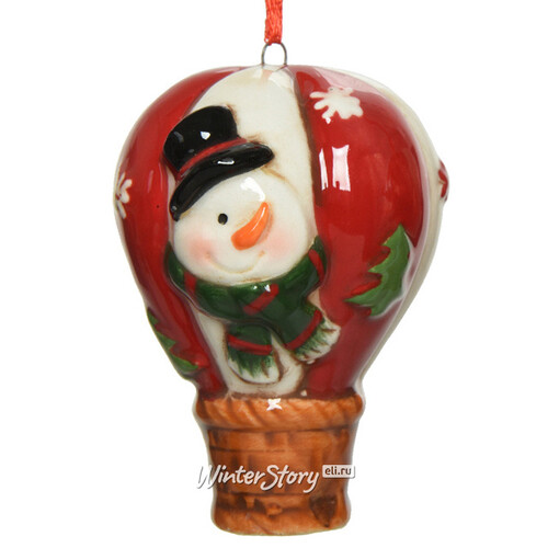 Елочная игрушка Воздушный шар Christmas Flight - Снеговик 8 см, подвеска Kaemingk