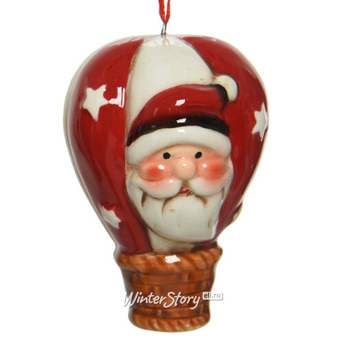 Елочная игрушка Воздушный шар Christmas Flight - Санта Клаус 8 см, подвеска Kaemingk