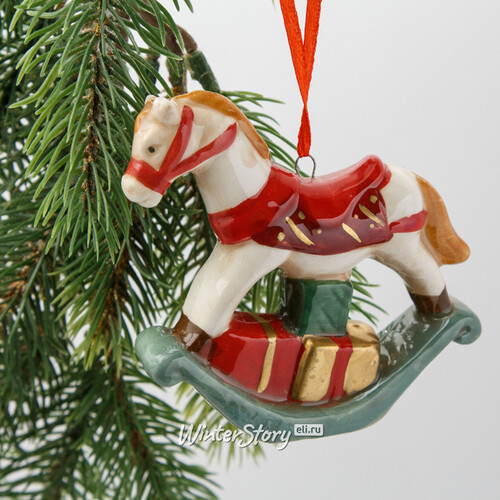 Елочная игрушка Лошадка-качалка Vintage Christmas 8 см, подвеска Kaemingk